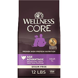 Wellness CORE Grain-Free Senior Deboned Turkey Recipe Dry Dog Food, 12-lb bag