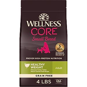 Wellness CORE Grain-Free Small Breed Healthy Weight Deboned Turkey Recipe Dry Dog Food, 4-lb bag