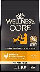 Wellness CORE Grain-Free Puppy Chicken & Turkey Recipe Dry Dog Food, 4-lb bag