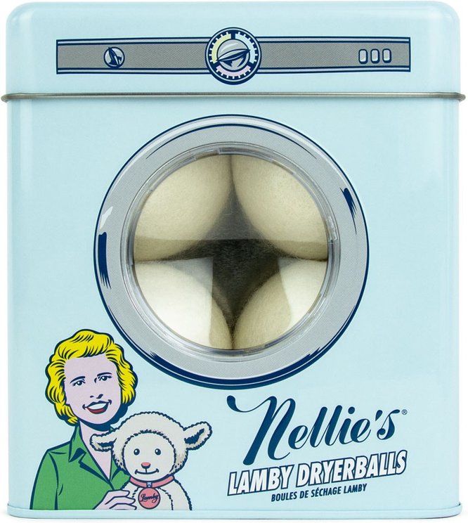 Nellie's Clean Lamby Wool Dryerball Tin, 4 count