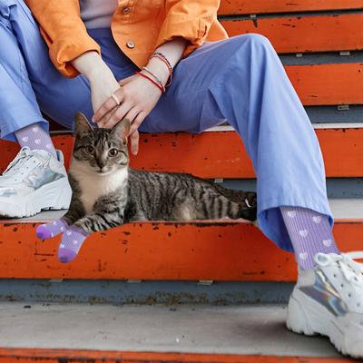 Show full view: Furry Twinz Valentine's Day Matching Pet & Owner Fun Socks, Hearts slide 3 of 3