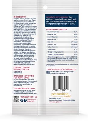Show full view: Naavi Slow Roasted Beef Bowl Air Dried Dog Food, 3-oz bag slide 3 of 4
