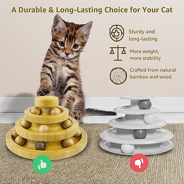 Show full view: Pet Fit For Life Wooden Track Cat Ball Toy, Brown, Medium slide 2 of 5
