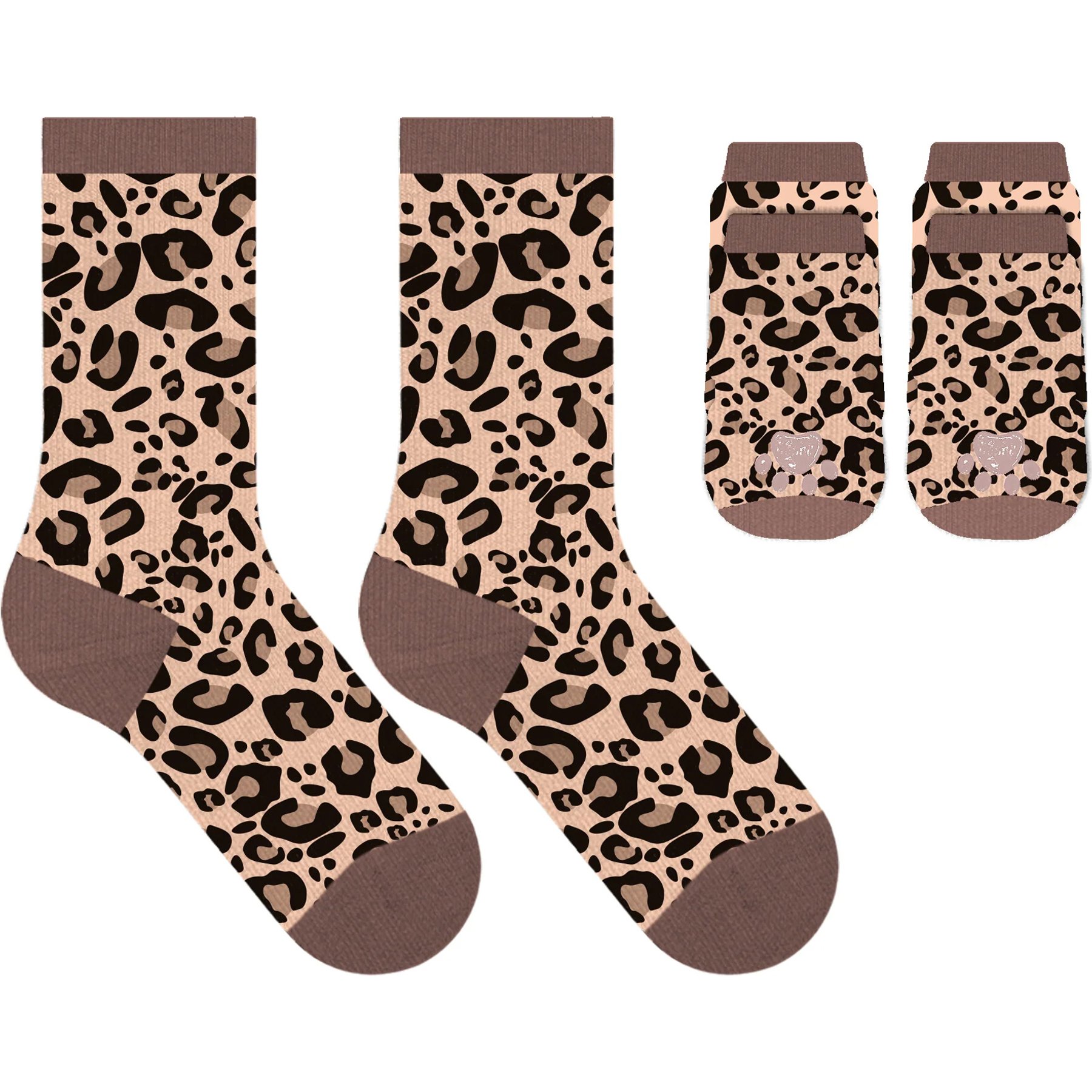 Furry Twinz Matching Pet & Owner Fun Socks, Leopard