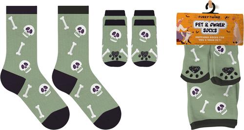 Show full view: Furry Twinz Matching Pet & Owner Fun Socks, Skulls slide 3 of 4