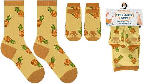 Show full view: Furry Twinz Matching Pet & Owner Fun Socks, Pineapple slide 2 of 2