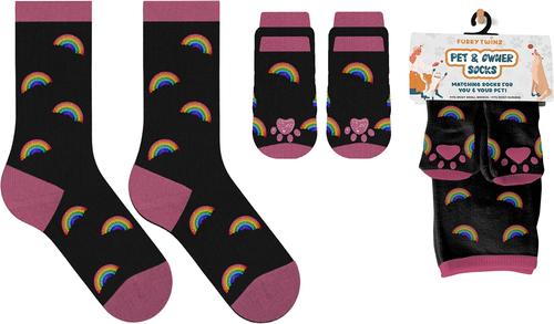 Show full view: Furry Twinz Matching Pet & Owner Fun Socks, Rainbow slide 2 of 3