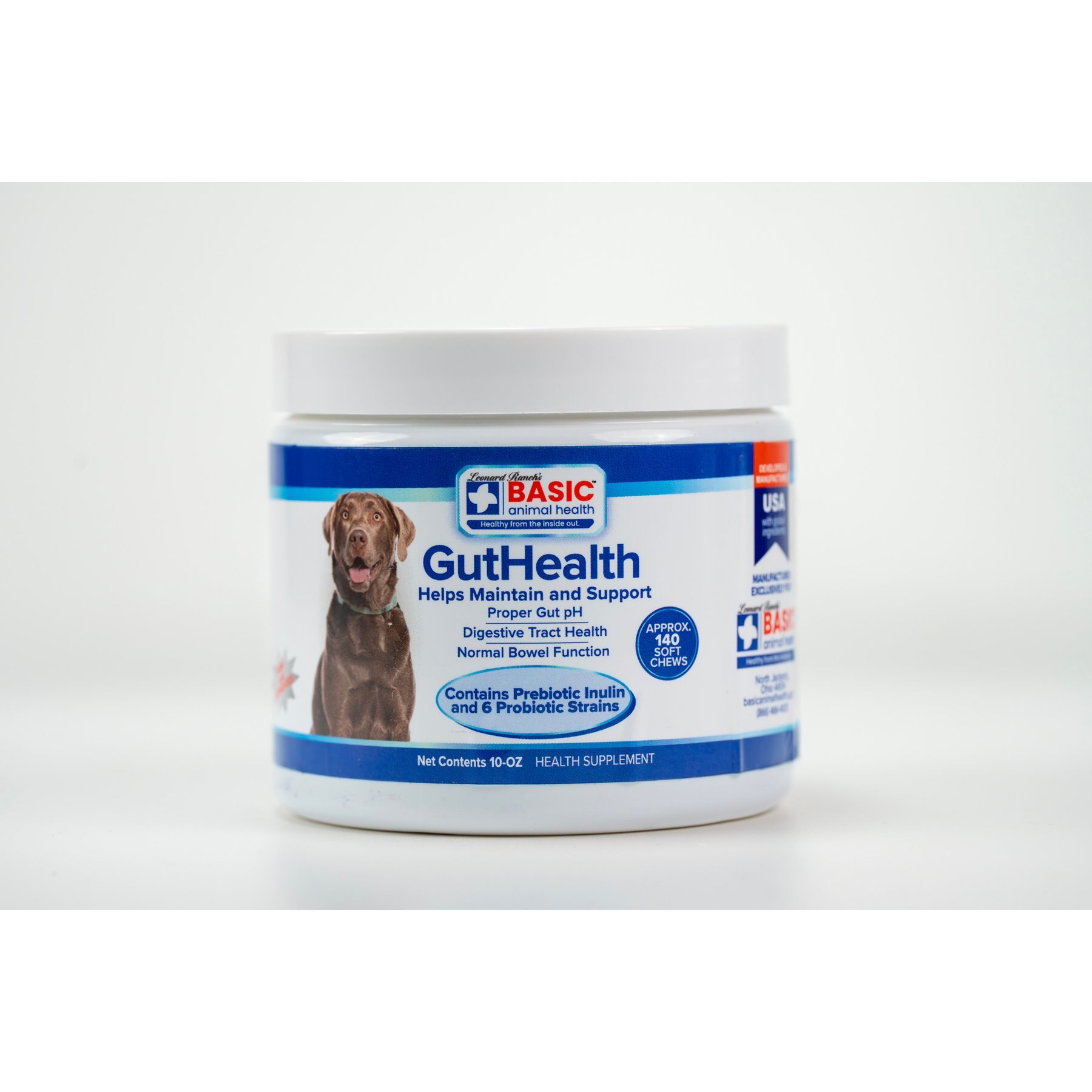 Basic Animal Health GutHealth Probiotic Chew Supplement for Dogs, 10-oz