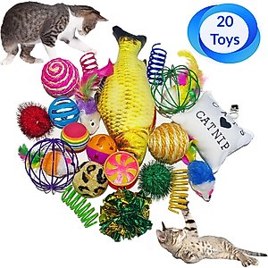 LOVELY CAVES Interactive Cat Ball Cat Toy with Tail, Blue