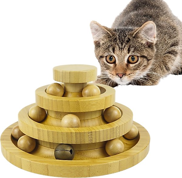 Show full view: Pet Fit For Life Wooden Track Cat Ball Toy, Brown, Medium slide 1 of 5