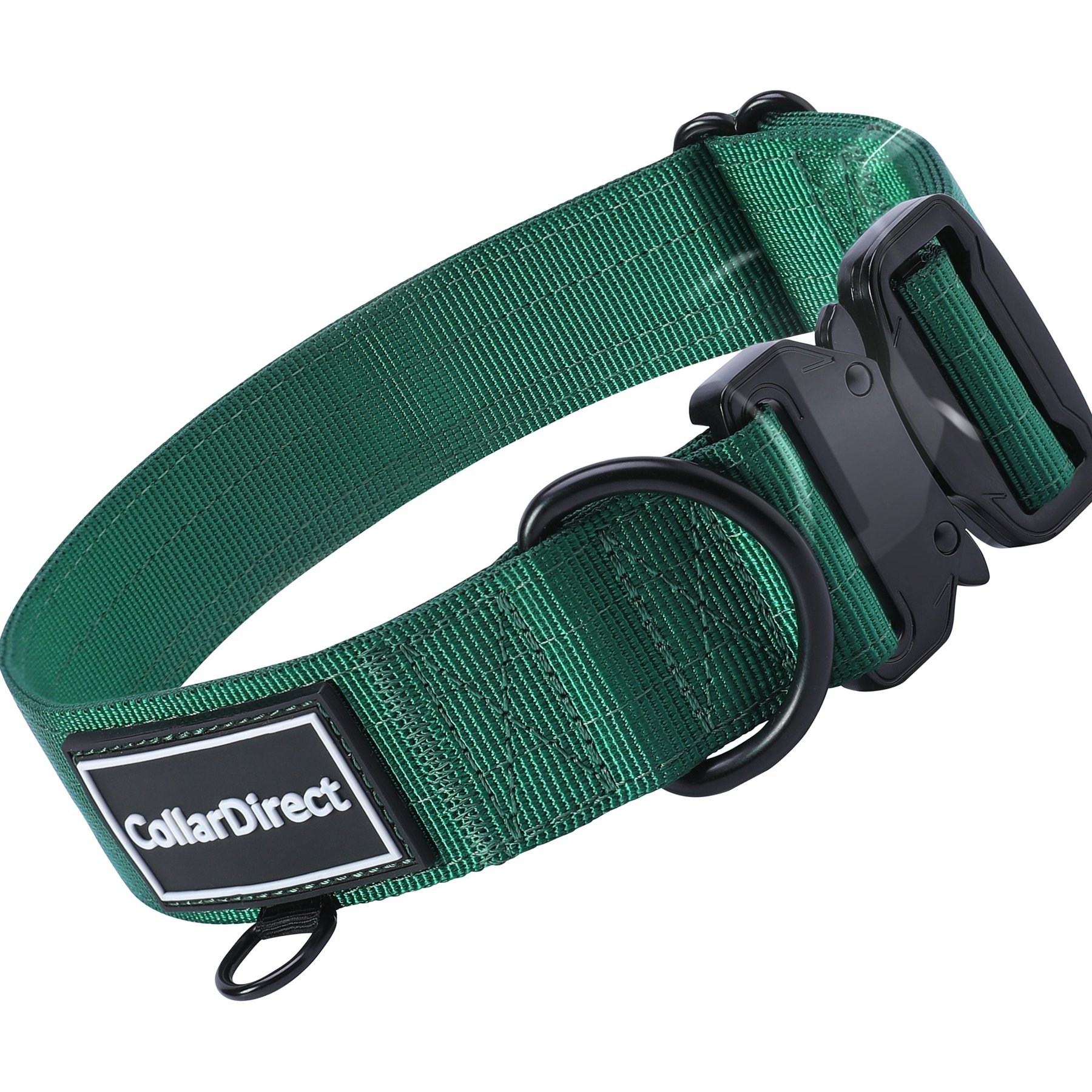 CollarDirect Double-Layered Nylon Standard Dog Collar, Green, Medium: 14 to 20-in neck, 1-in wide