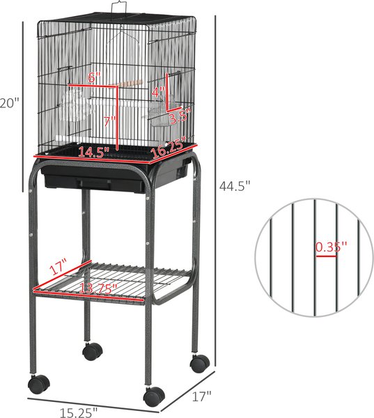 Show full view: Little Pals 45-in Metal Indoor Bird Cage with Detachable Rolling Stand slide 8 of 9