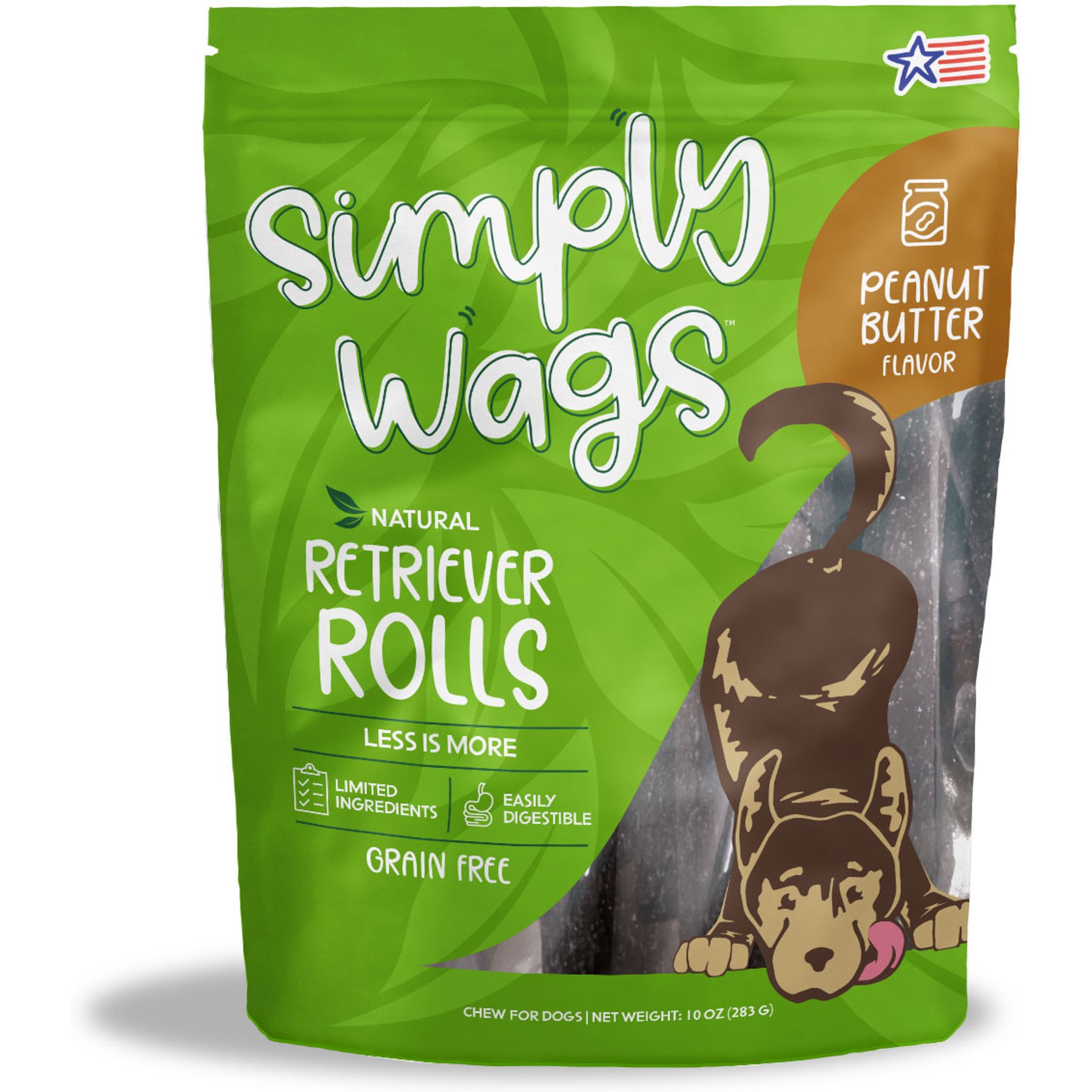 Simply Wags Retriever Rolls Peanut Butter Dog Chew Treats, 10-oz bag