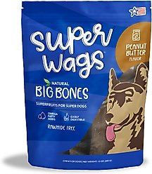 Super Wags Big Bones Peanut Butter Dog Chew Treats, 10-oz bag slide 1 of 2