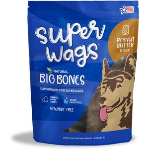 Super Wags Big Bones Peanut Butter Dog Chew Treats, 10-oz bag