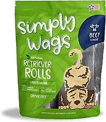 Simply Wags Retriever Rolls Beef Dog Chew Treats, 10-oz bag