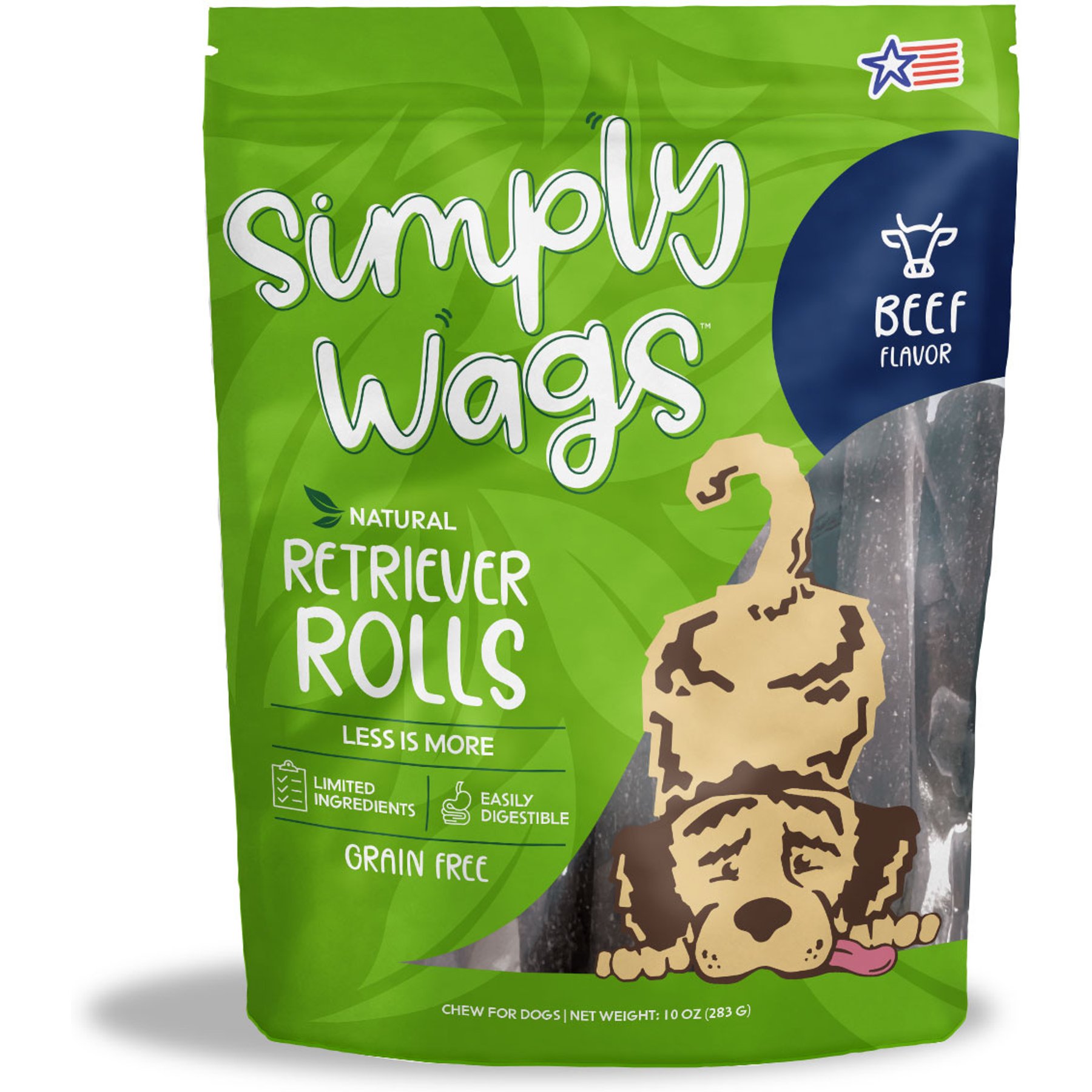 Simply Wags Retriever Rolls Beef Dog Chew Treats, 10-oz bag