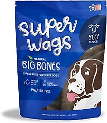 Super Wags Big Bones Beef Dog Chew Treats, 10-oz bag