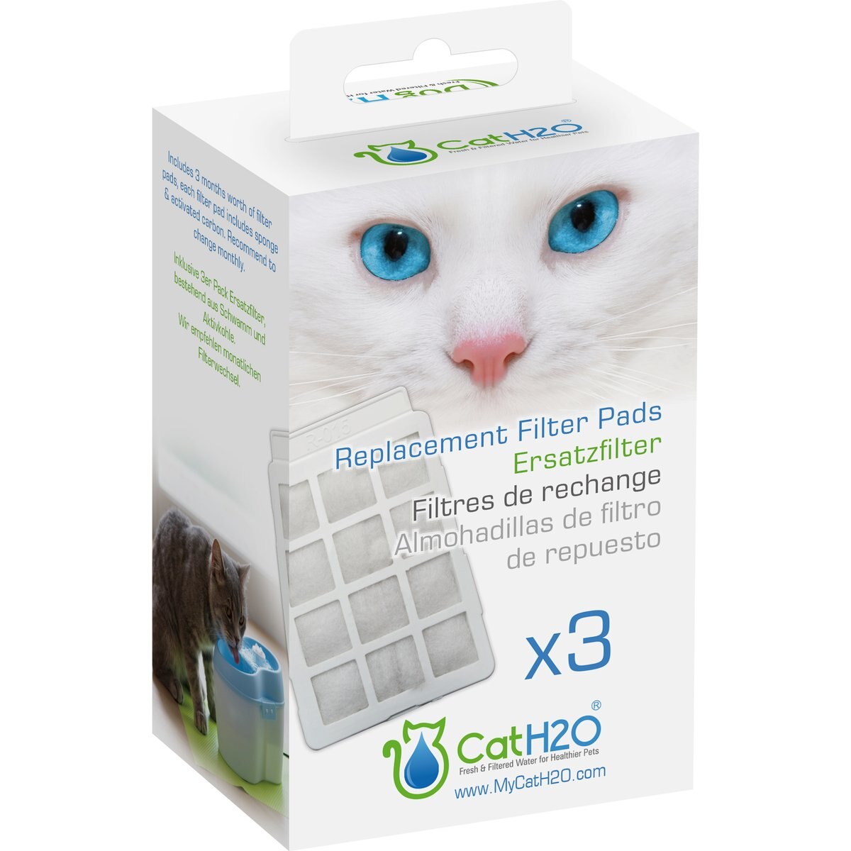 DOG H2O & CAT H2O Water Fountain Replacement Filter Pads, 3 count
