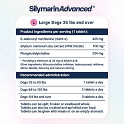 SilymarinAdvanced S-Adenosylmethionine & Silybin Tablet Liver Health Supplement for Large Dogs, 30 count slide 2 of 9