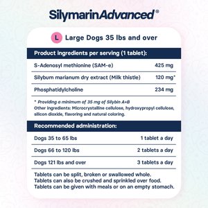 SilymarinAdvanced S-Adenosylmethionine & Silybin Tablet Liver Health Supplement for Large Dogs, 30 count