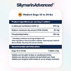 SilymarinAdvanced S-Adenosylmethionine & Silybin Tablet Liver Health Supplement for Medium Dogs, 30 count slide 2 of 9