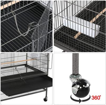 Show full view: Savpee 52-in Wrought Steel Standing Cockatiel Cage, Black slide 3 of 5