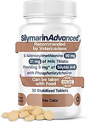 SilymarinAdvanced S-Adenosylmethionine & Silybin Tablet Liver Health Supplement for Cats, 30 count