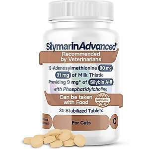 SilymarinAdvanced S-Adenosylmethionine & Silybin Tablet Liver Health Supplement for Cats, 30 count