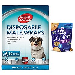 Simple Solution Disposable Male Wrap, Medium, 30 count + Fruitables Skinny Minis Pumpkin & Berry Flavor Dog Treats, 5-oz bag