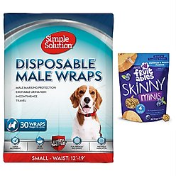 Simple Solution Disposable Male Wrap, Small, 30 count + Fruitables Skinny Minis Pumpkin & Berry Flavor Dog Treats, 5-oz bag
