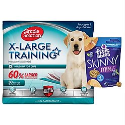 Simple Solution Extra Large Training Pads, 28" x 30", 50 count + Fruitables Skinny Minis Pumpkin & Berry Flavor Dog Treats