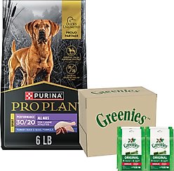 Purina Pro Plan Sport Performance 30/20 Turkey, Duck & Quail Formula Dry Food + Greenies Regular Dental Dog Treats
