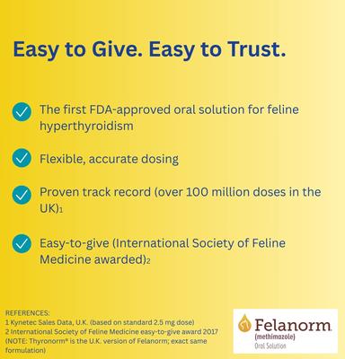 Show full view: Felanorm (Methimazole) Oral Solution for Cats, 5 mg/mL, 100 mL slide 2 of 7