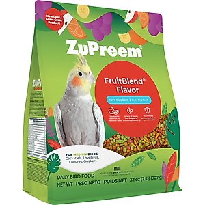 ZuPreem FruitBlend Flavor with Natural Flavors Daily Medium Bird Food, 2-lb bag