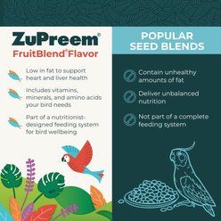 ZuPreem FruitBlend Flavor with Natural Fruit Flavors Daily Small Bird Food, 10-lb bag slide 2 of 8