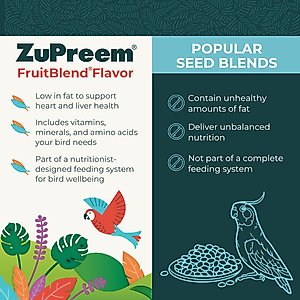 ZuPreem FruitBlend Flavor with Natural Flavors Daily Parrot & Conure Bird Food, 3.5-lb bag