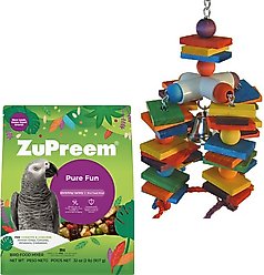 ZuPreem Pure Fun Enriching Variety Parrot & Conure Food + Super Bird Creations 4 Way Play Toy