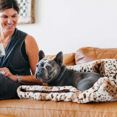 Show full view: P.L.A.Y. Pet Lifestyle and You Snuggle Dog Bed, Leopard Brown, X-Large slide 9 of 9