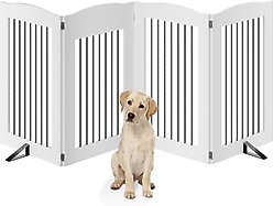 LovMor Freestanding Indoor Dog Gate, White, 4 Panels: 96 x 32-in