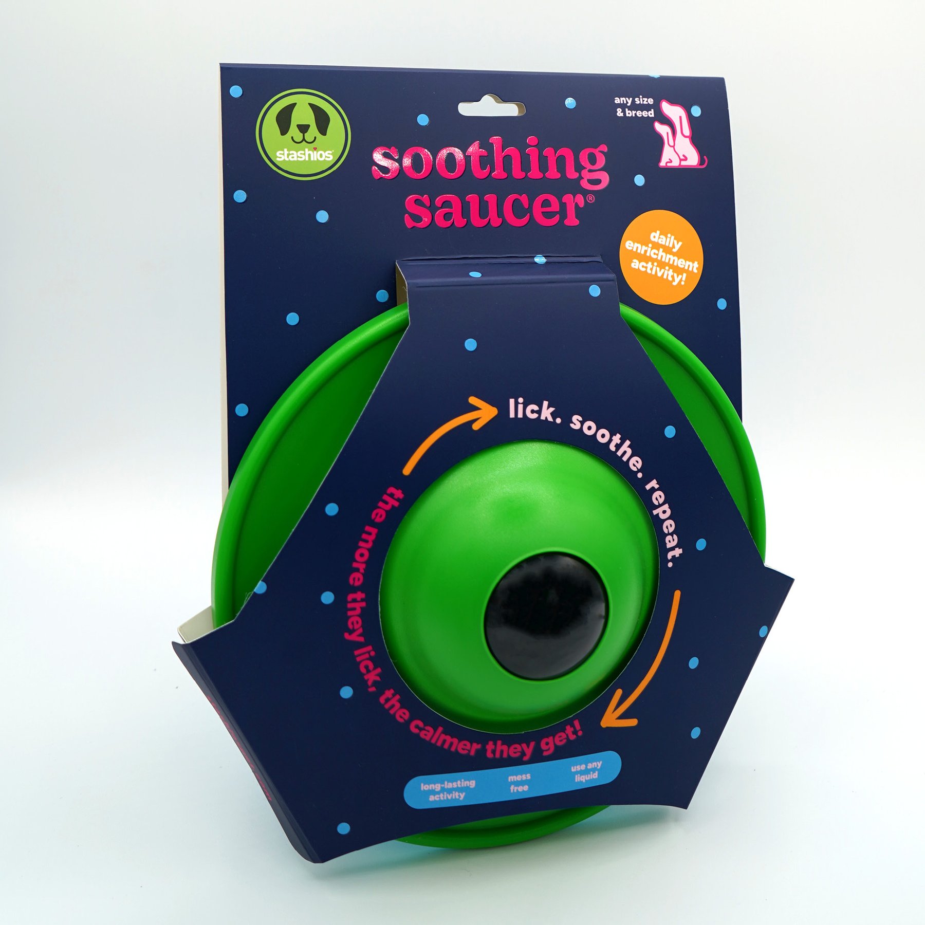 Stashios Soothing Saucer Dog Toy, Green
