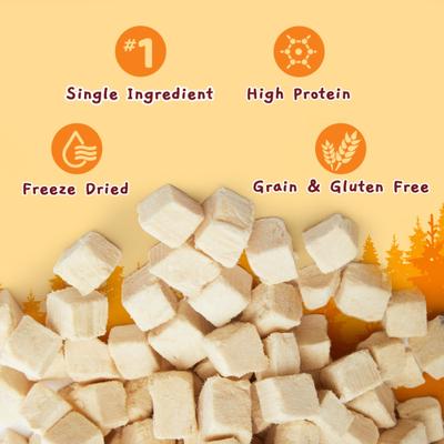 Show full view: Jungle Calling Single Ingredient Chicken Grain-Free Freeze-Dried Dog & Cat Treats, 3.2-oz bottle slide 6 of 12