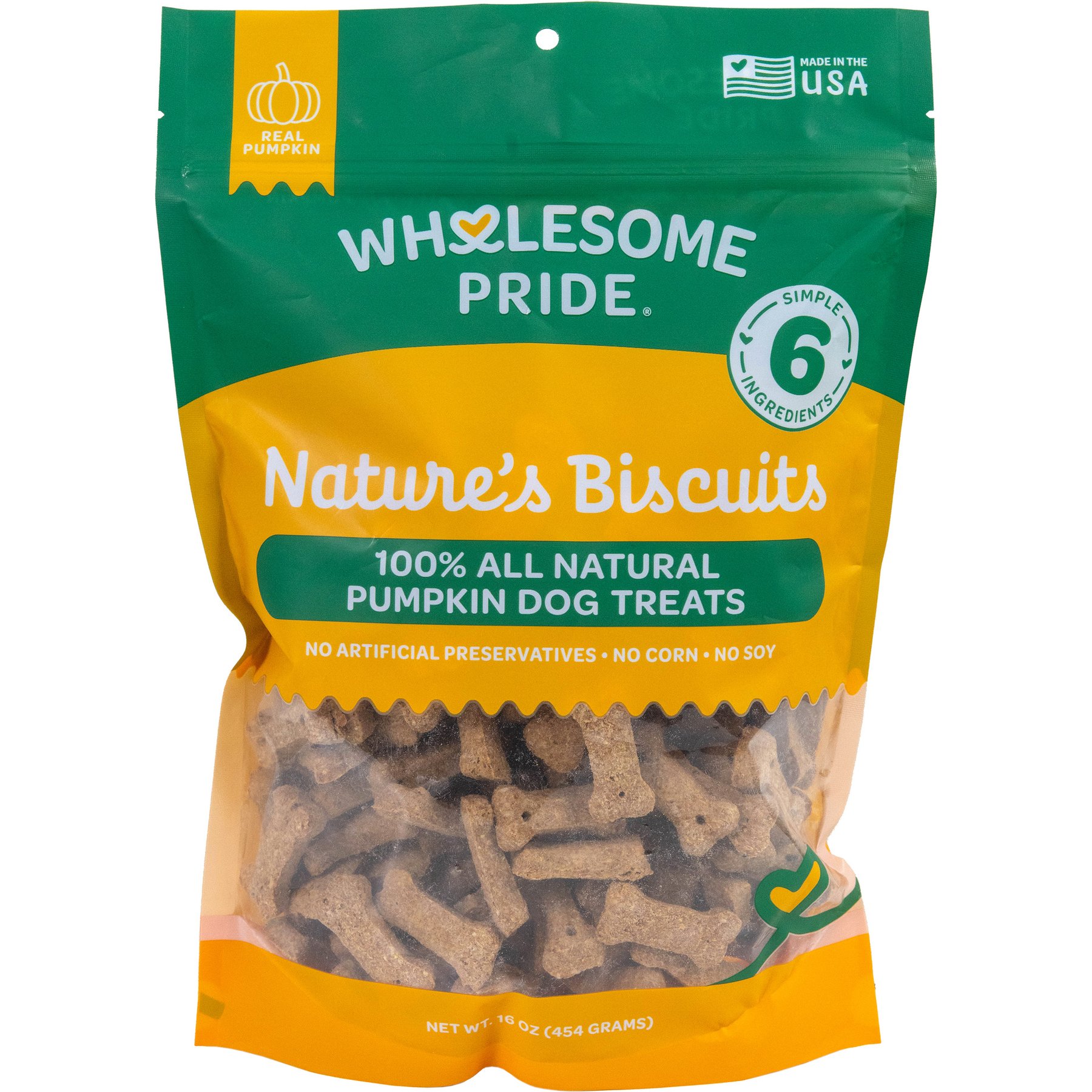 Wholesome Pride Pet Treats Nature's Biscuits Natural Pumpkin Crunchy Dog Treats, 16-oz bag