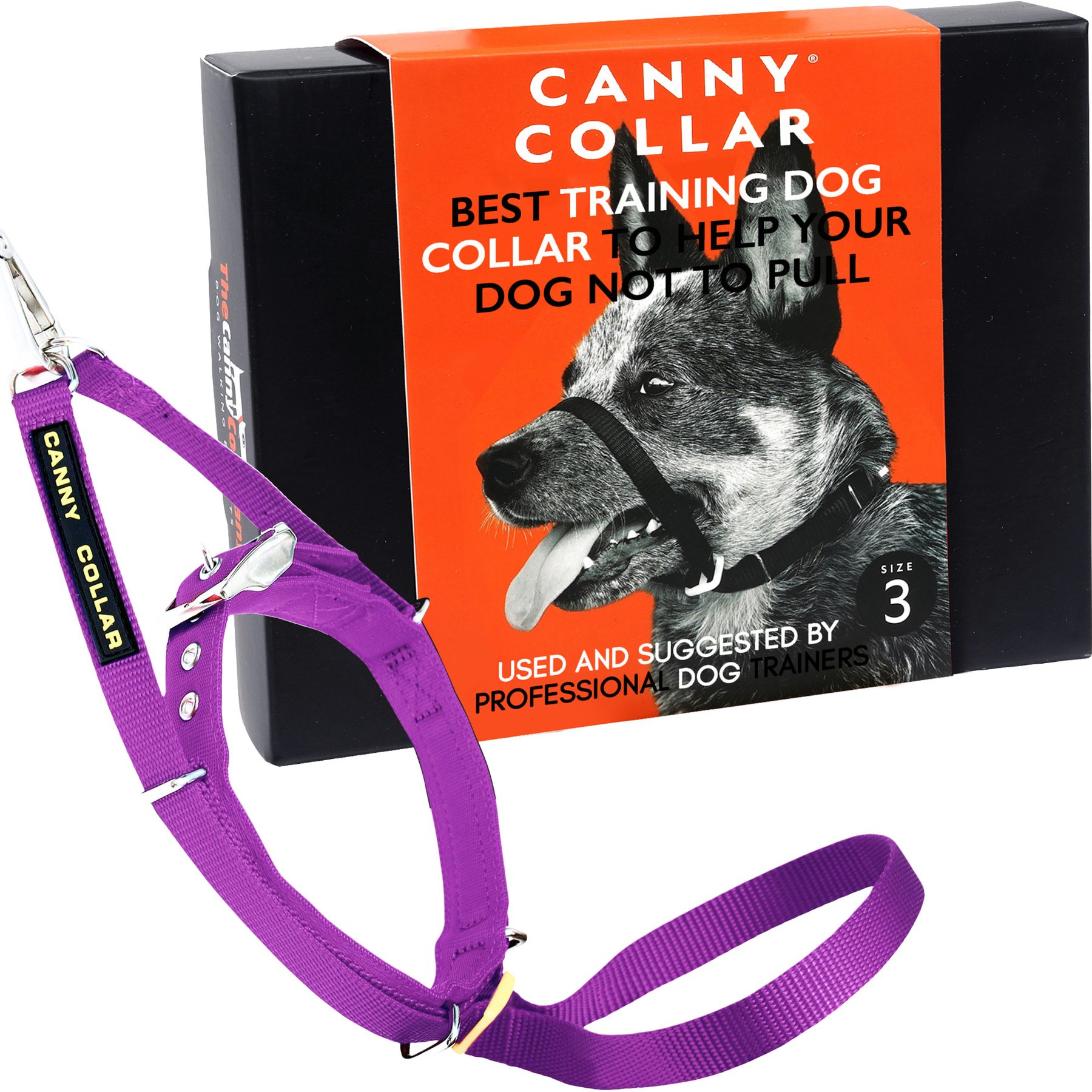 Canny No Pull Padded Dog Training Head Collar, Purple, 3, Neck Size 13-15-in
