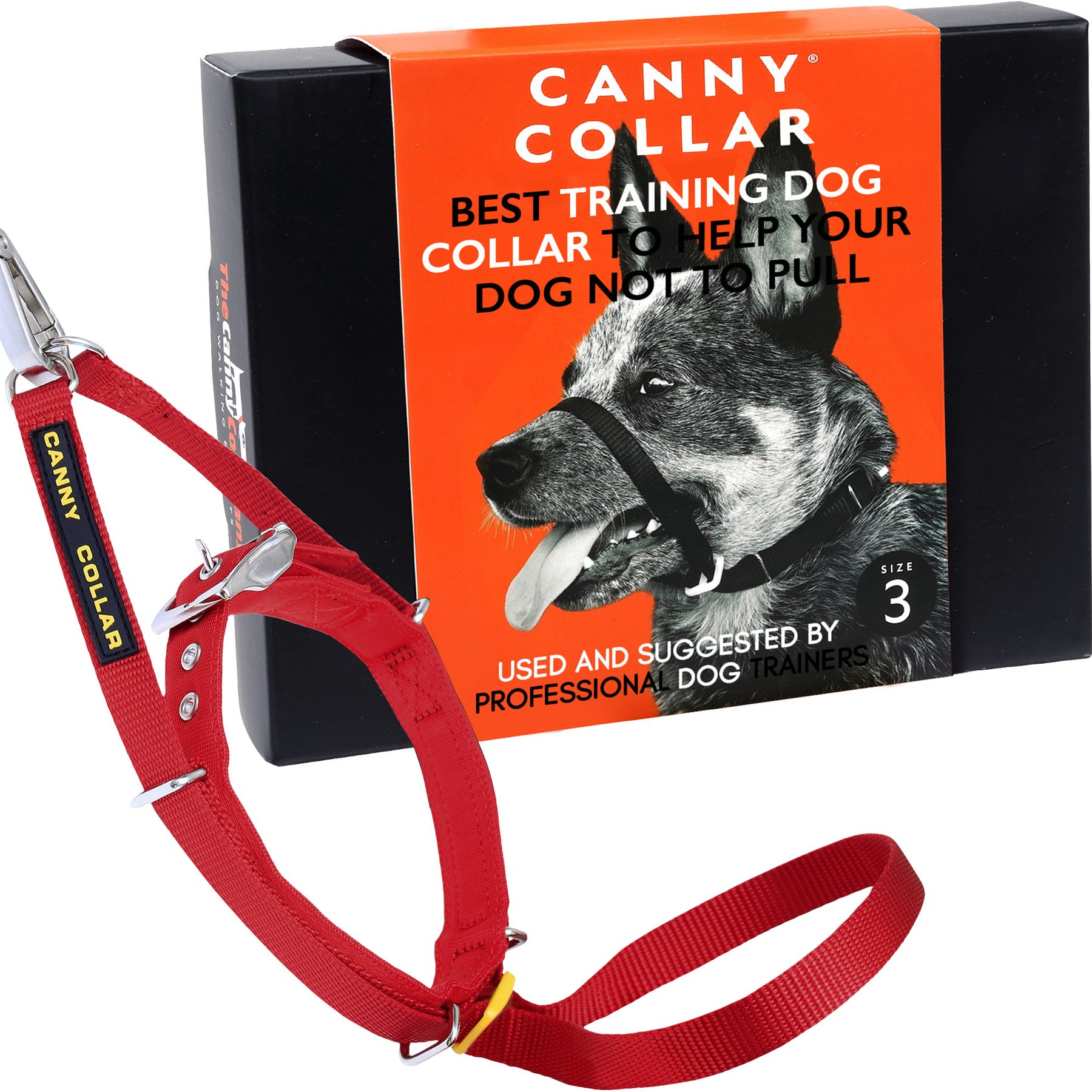 Canny No Pull Padded Dog Training Head Collar, Red, 3, Neck Size 13-15-in