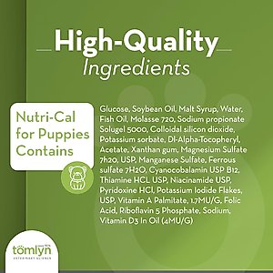 Tomlyn Nutri-Cal Malt Flavored Gel High Calorie Supplement for Puppies, 4.25-oz tube