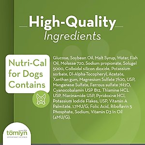Tomlyn Nutri-Cal Malt Flavored Gel High Calorie Supplement for Dogs, 4.25-oz tube