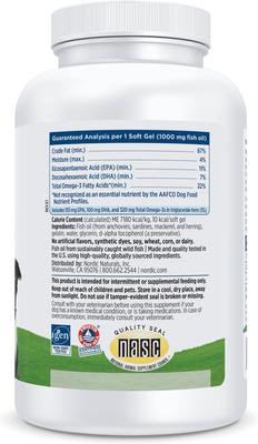 Show full view: Nordic Naturals Omega-3 Pet Softgels Supplement for Dogs, 180 count slide 5 of 8
