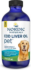 Nordic Naturals Pet Cod Liver Oil Liquid Skin & Coat Supplement for Medium & Large Dogs, 8-fl oz