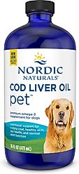 Nordic Naturals Pet Cod Liver Oil Liquid Skin & Coat Supplement for Large & Giant Dogs, 16-fl oz